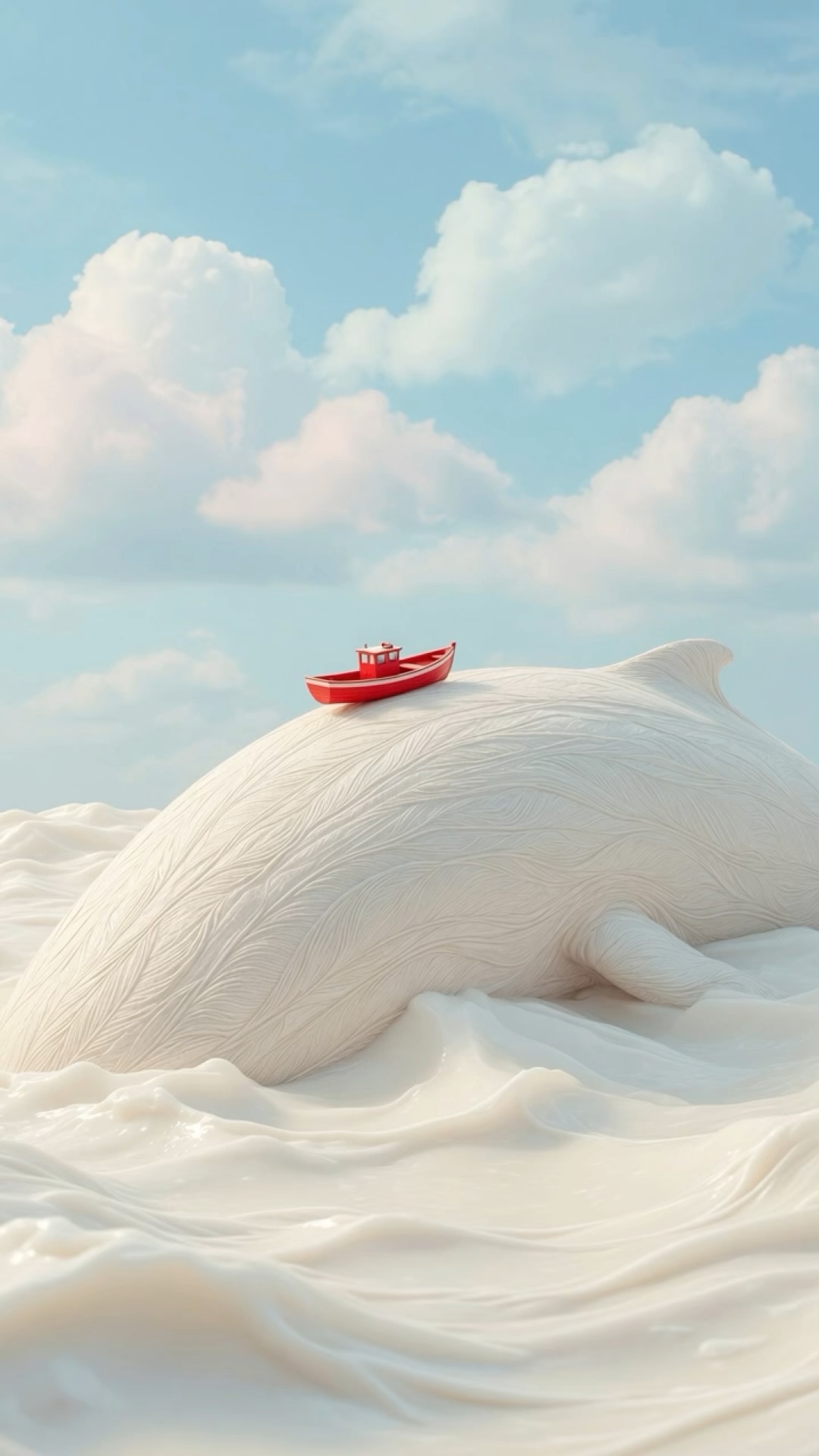 Red Boat on Clouds wallpaper artwork