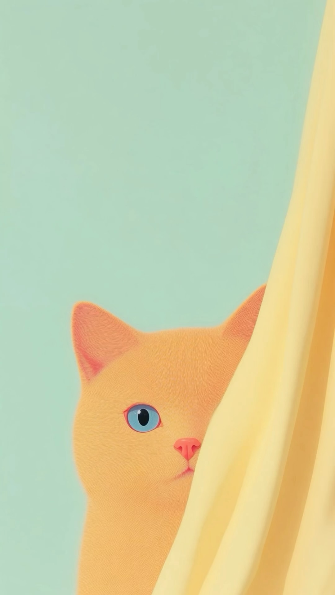 Curtain Cat wallpaper artwork